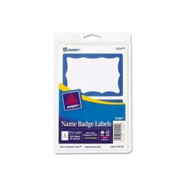 Avery Avery® Name Badge Labels, 2-11/32" x 3-3/8", Blue Border, 100 Labels/Pack 5144